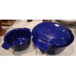 Two Nacco of Denmark enamel casserole dishes, one lidded. Not available for in-house P&P