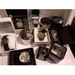 Collection of mostly boxed gents wristwatches and pocket watches to include Lorus, etc (17). P&P