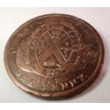 Early milled one penny copper token, Bank of Canada. P&P Group 1 (£14+VAT for the first lot and £1+