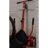 Red hoverboard with go-kart attachment. Not available for in-house P&P