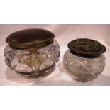 Hallmarked silver topped glass pot and another. P&P Group 2 (£18+VAT for the first lot and £3+VAT