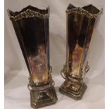 Pair of silver plated vases, H: 27 cm. P&P Group 1 (£14+VAT for the first lot and £1+VAT for