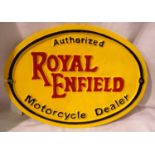 Cast iron Royal Enfield plaque, W: 35 cm. P&P Group 1 (£14+VAT for the first lot and £1+VAT for