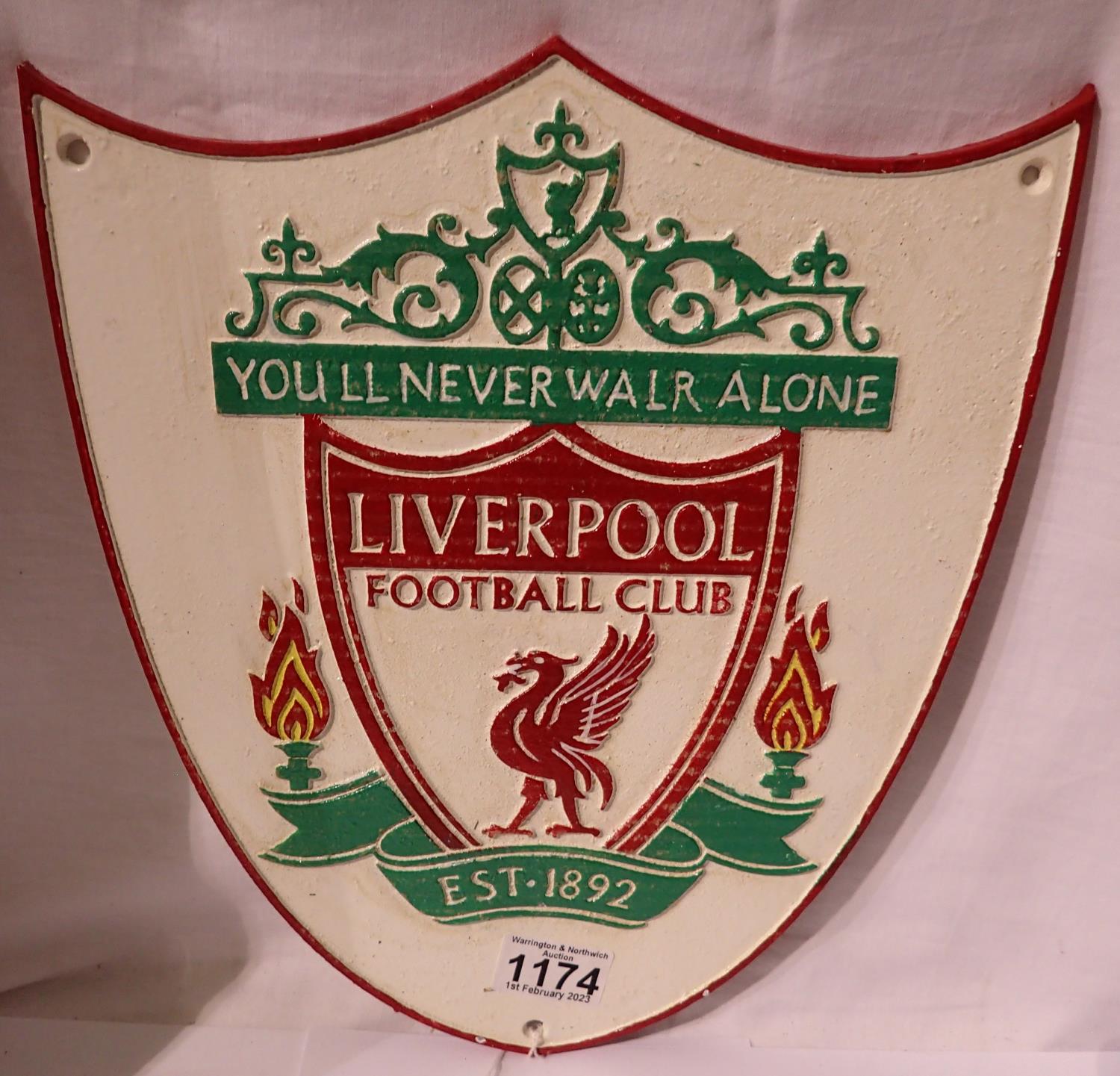 Cast iron Liverpool FC plaque, W: 35 cm. P&P Group 1 (£14+VAT for the first lot and £1+VAT for