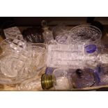 Quantity of glass and crystal including a decanter, H: 25 cm. Not available for in-house P&P