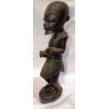 Early carved Tribal Art figure of a warrior, H: 26 cm. P&P Group 2 (£18+VAT for the first lot and £