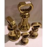 Four brass bell weights, 1lb, 2lb, 4lb and 7lb. Not available for in-house P&P