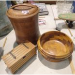 Wooden ice bucket, bowl and box. P&P Group 3 (£25+VAT for the first lot and £5+VAT for subsequent