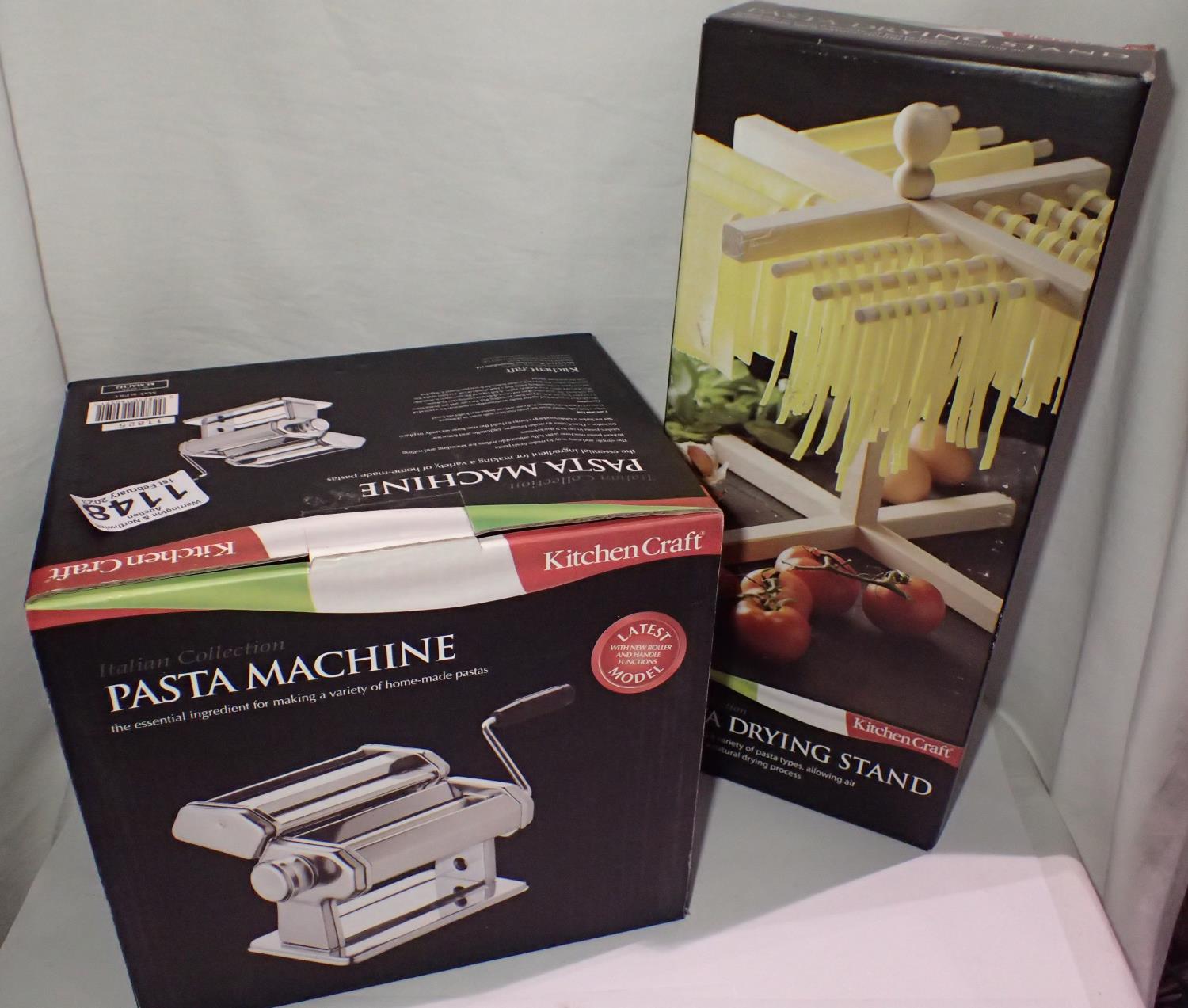 Kitchen Craft pasta machine and drying stand, both boxed. Not available for in-house P&P