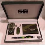 British Force wristwatch, wallet, pen and keyring set. P&P Group 1 (£14+VAT for the first lot and £
