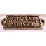 Cast iron bronzed Bull**** corner plaque, W: 10 cm. P&P Group 1 (£14+VAT for the first lot and £1+