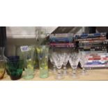 Two glass drinking sets and a quantity of DVDs. Not available for in-house P&P