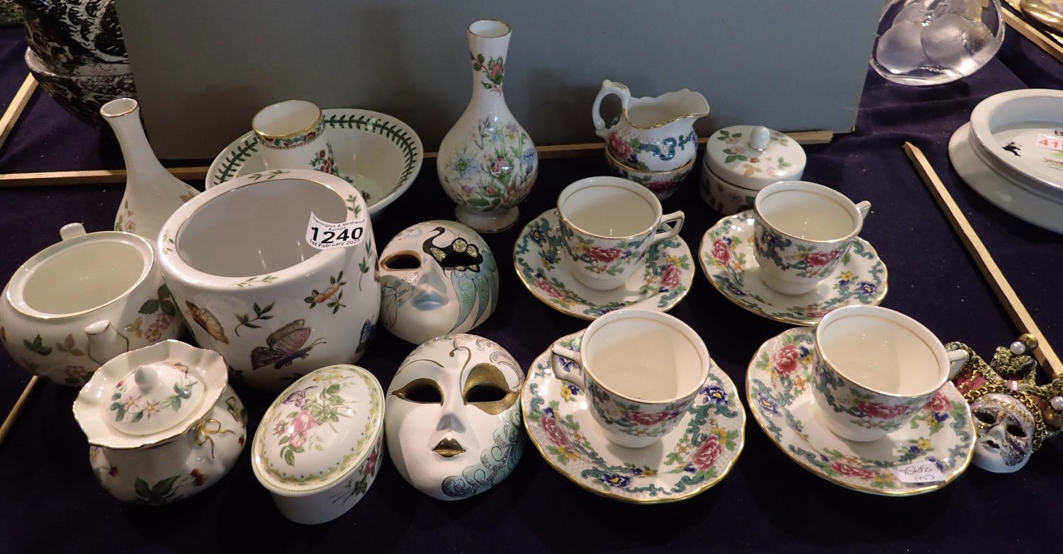 Quantity of mixed ceramics including Royal Doulton, Wedgwood and Aynsley. Not available for in-house