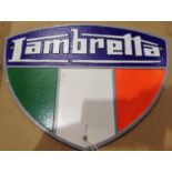 Cast iron Lambretta plaque, W: 35 cm. P&P Group 1 (£14+VAT for the first lot and £1+VAT for