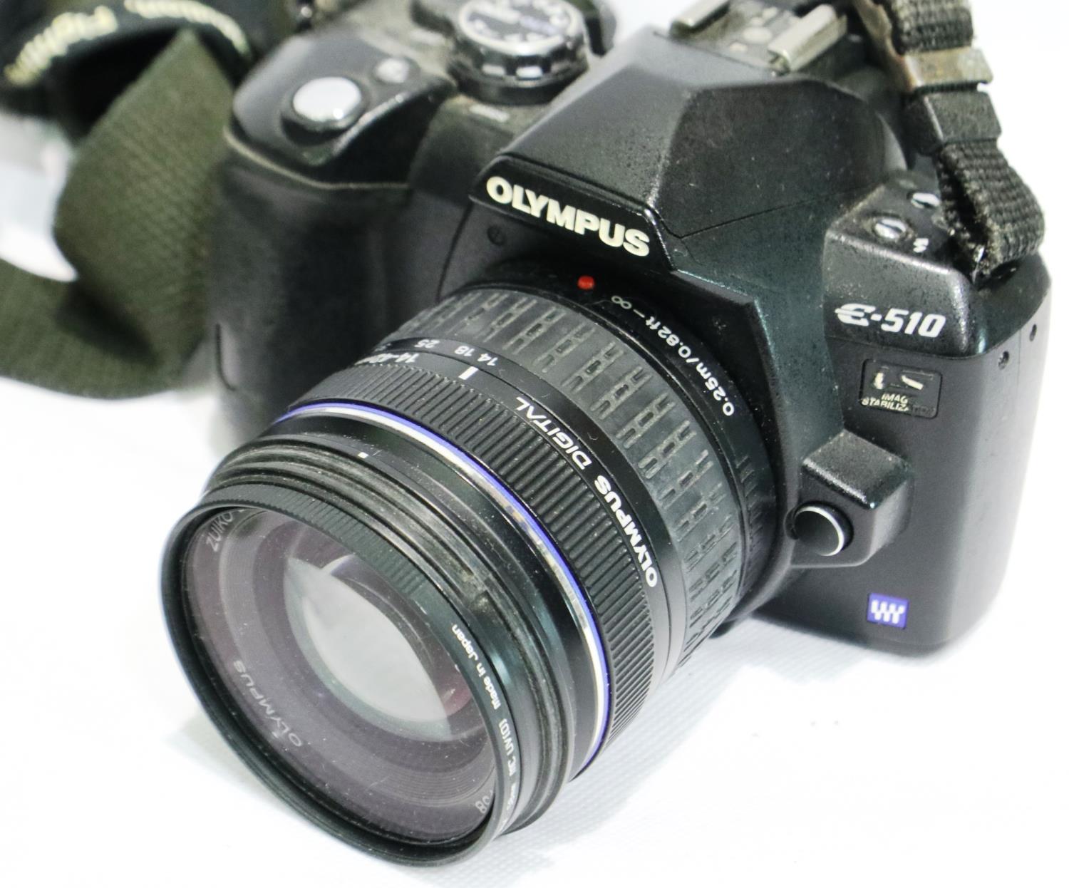 Olympus E510 digital camera with accessories and an Olympus digital, 40-150mm, 1:4-5.6 ED lens. - Image 2 of 5