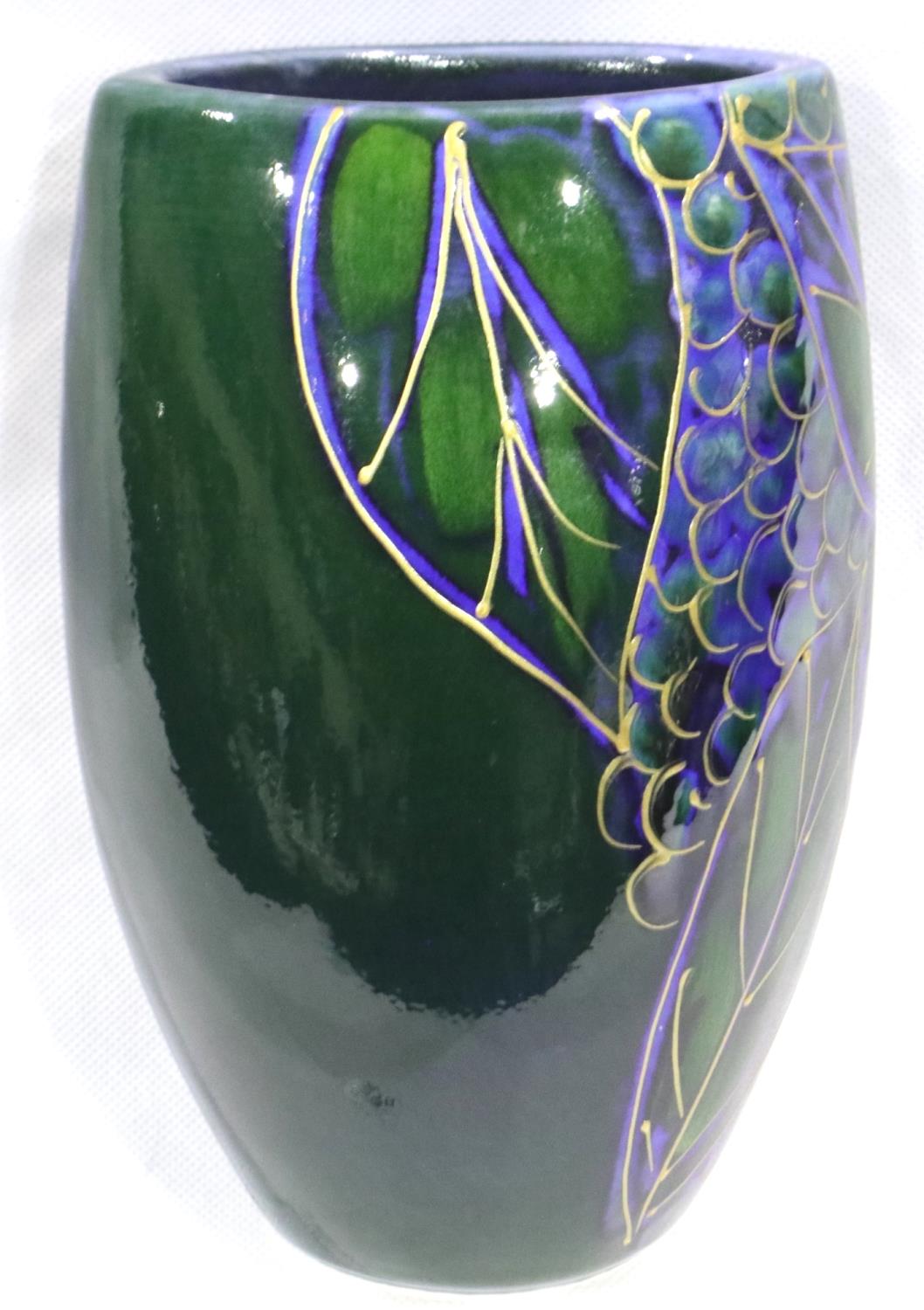 Anita Harris bulbous vase in the Blueberries pattern, H: 18 cm, no cracks or chips. P&P Group 2 (£ - Image 2 of 3