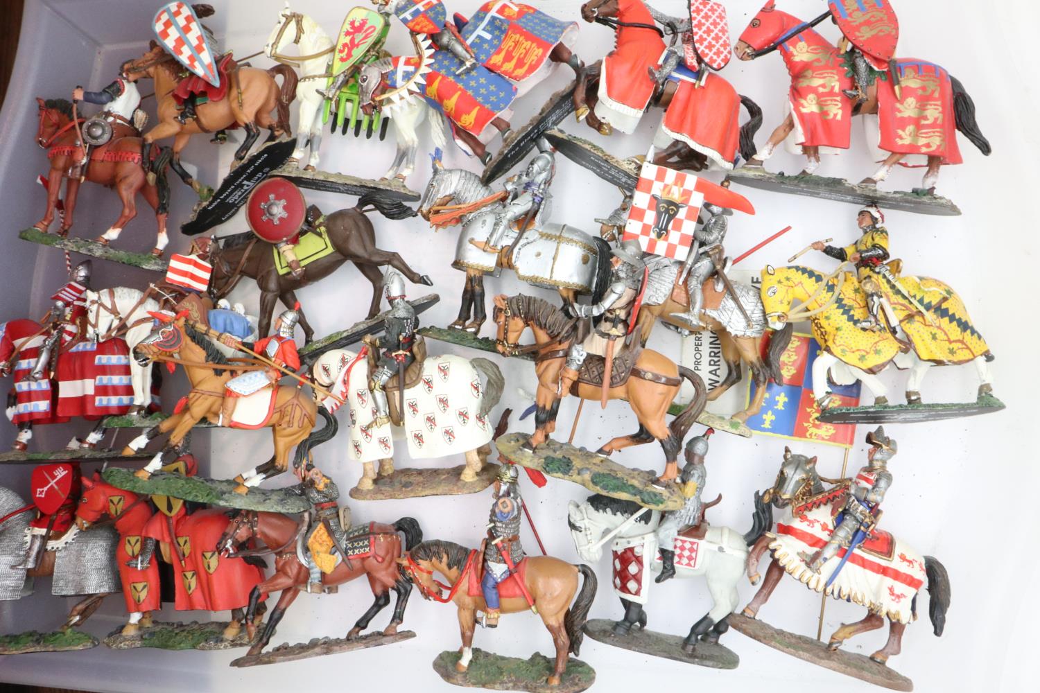 Twenty one Delprado issue mounted soldiers various types including knights archers, mostly in good