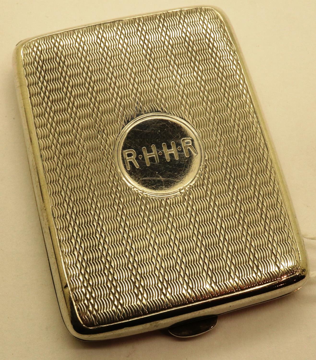 Hallmarked silver George V stamp case, Birmingham assay 1922, 55 x 45 mm, 31g. P&P Group 1 (£14+