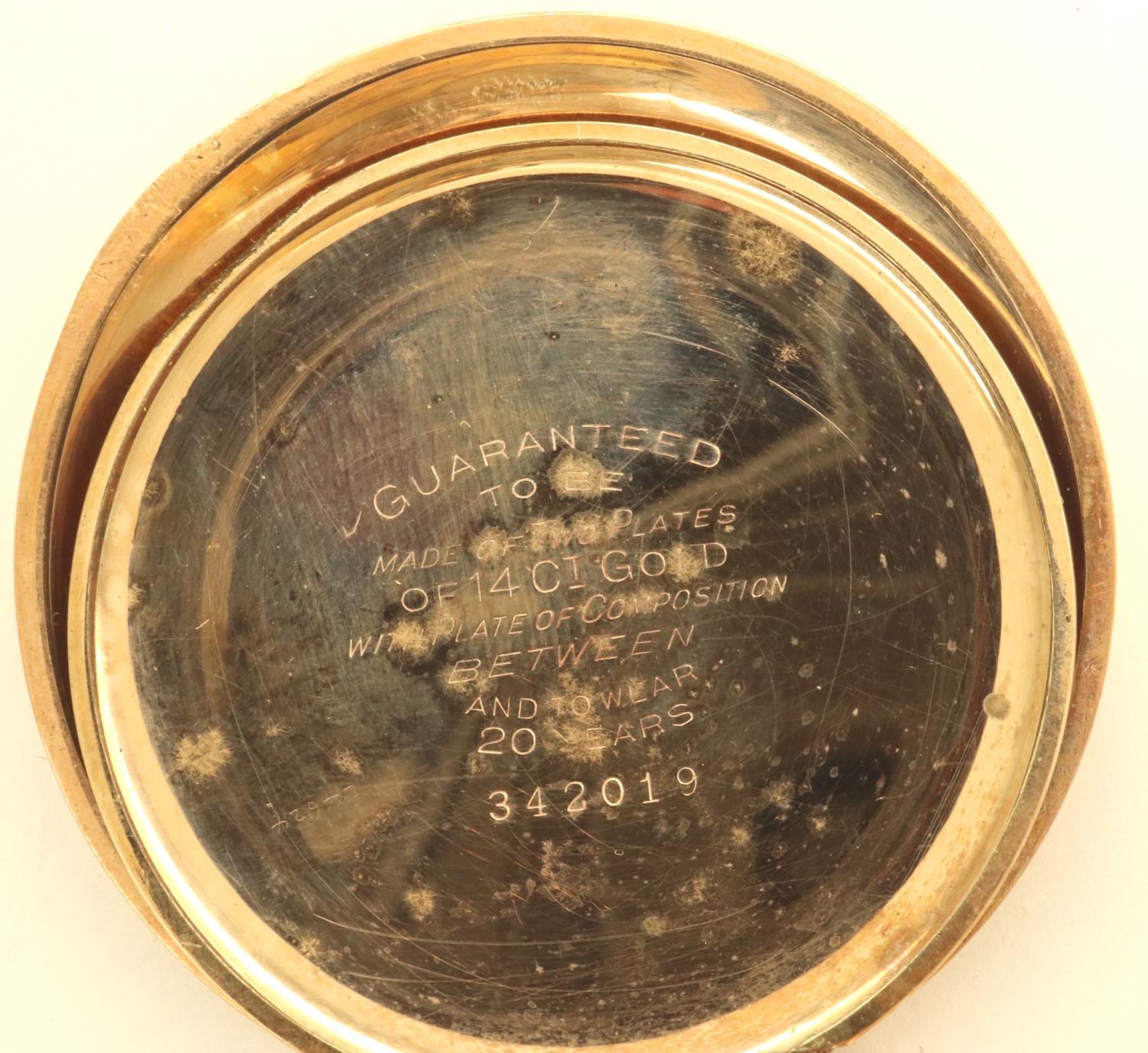 Waltham: A gold plated crown wind full hunter pocket watch, ticks for 10 seconds, then stops. P&P - Image 3 of 3