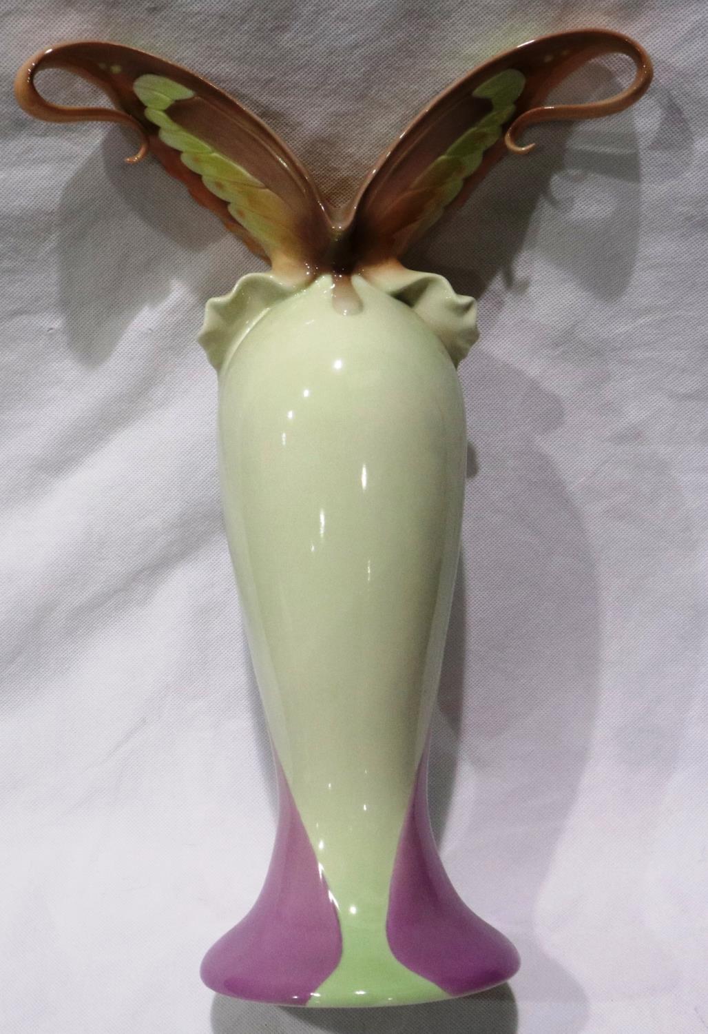 Large Franz butterfly vase, H: 41 cm, no cracks or chips. Not available for in-house P&P - Image 2 of 3