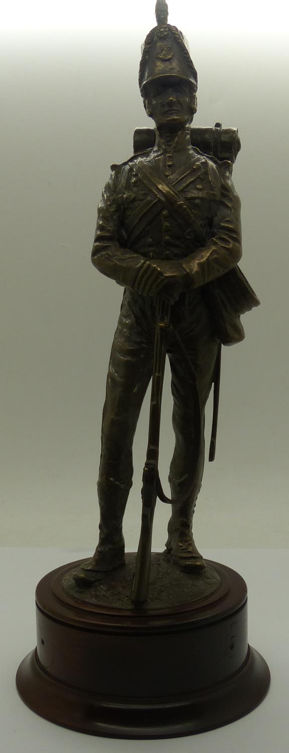 Bronzed cast metal figure of a British 19th century Rifleman, H: 25 cm. P&P Group 1 (£14+VAT for the