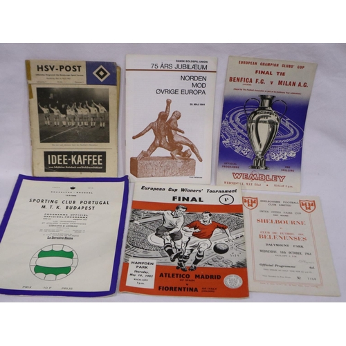 Six mixed European football programmes, circa 1960s. P&P Group 1 (£14+VAT for the first lot and £1+