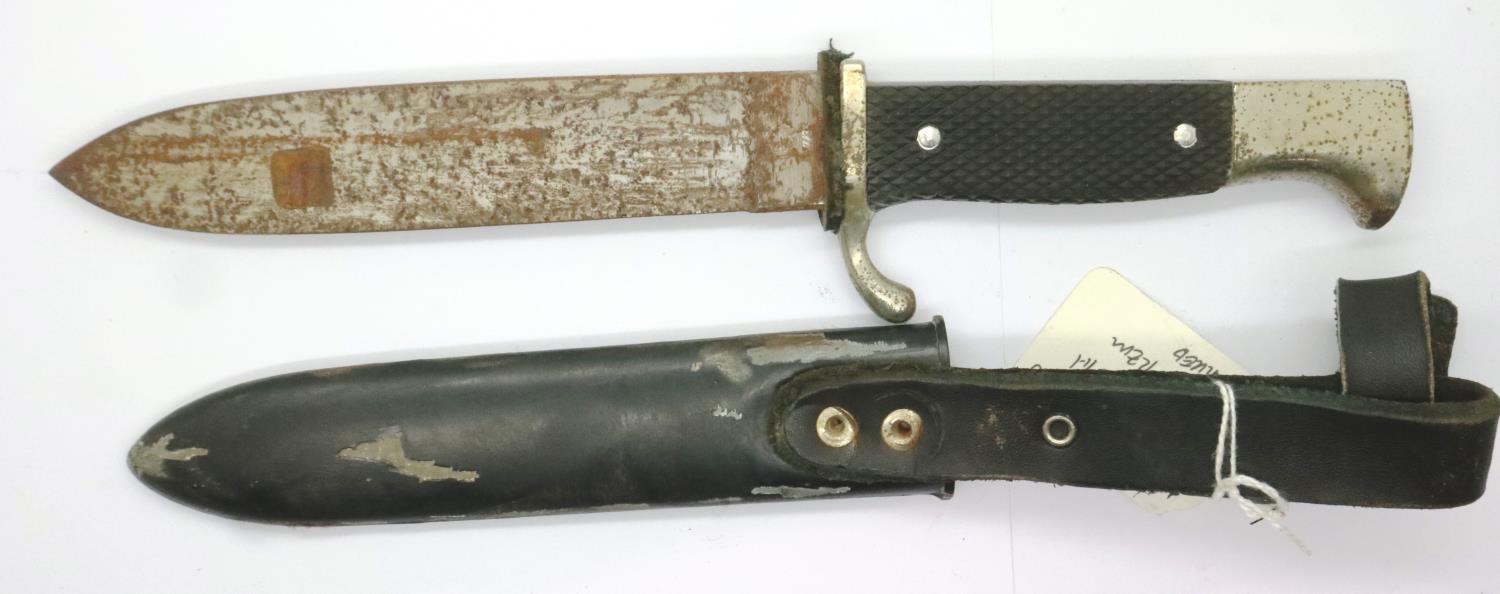 WWII German Hitler Youth knife with metal sheath, the blade RZM marked. P&P Group 2 (£18+VAT for the - Image 2 of 3