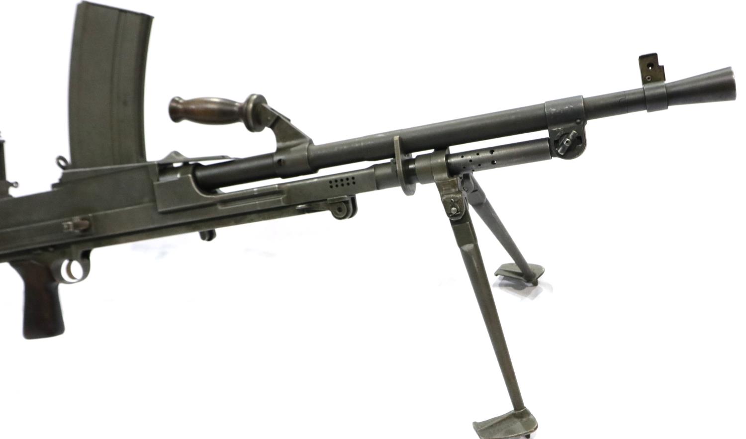 WWII or post WWII Bren gun, mint condition with magazine, carry/transit case plus spare barrel and - Image 3 of 12