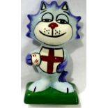 Lorna Bailey football cat, limited edition colourway 1/1, H: 13 cm, no cracks or chips. P&P Group