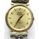 FERO FELDMANN: gents manual wind wristwatch, with circular champagne dial, 17 jewel movement and