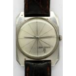 SEIKO: SKYLINER gents steel cased automatic wristwatch, with 21 jewel movement, on a brown leather