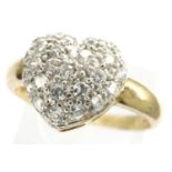 9ct gold heart ring set with a cluster of cubic zirconia, size M/N, 2.1g. P&P Group 1 (£14+VAT for