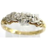 9ct white and yellow gold ring set with diamonds, size M, 2.0g. P&P Group 1 (£14+VAT for the first