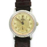 ROAMER: Brevete gents steel cased manual wind wristwatch, with circular silvered dial with