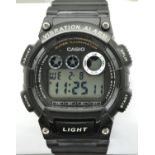 CASIO: VIBRATION ALARM gents digital wristwatch, with alarm, illuminated display and rubber sports