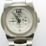 BREIL: gents heavy gauge steel cased quartz wristwatch, with date aperture, three subsidiary dials
