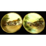 Two hand painted Royal Worcester cabinet plates signed J Stanley, Changing Horses and another, D: 27