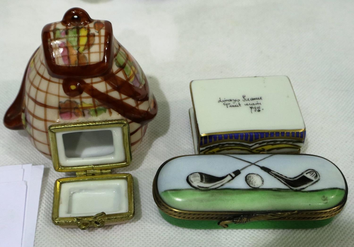 Eight Limoges trinket boxes, various designs, largest H: 80 mm, no cracks or chips. P&P Group 1 (£ - Image 5 of 5