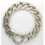 Heavy gauge 925 silver flat link bracelet, L: 20 cm. P&P Group 1 (£14+VAT for the first lot and £1+