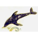 Royal Crown Derby dolphin, with gold stopper, L: 17 cm, no cracks or chips. P&P Group 1 (£14+VAT for
