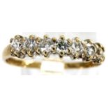 9ct gold half eternity ring set with cubic zirconia, size N, 1.2g. P&P Group 1 (£14+VAT for the