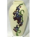 Moorcroft vase in the Bluebell Harmony pattern, H: 13 cm, no cracks or chips. P&P Group 1 (£14+VAT