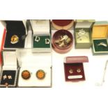 Collection of mixed costume jewellery including earrings, rings and cufflinks, all boxed. P&P