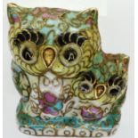 Miniature cloisonne owl figural group, H: 40 mm. P&P Group 1 (£14+VAT for the first lot and £1+VAT
