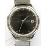 SEIKO: Selfdater Diashock gents automatic wristwatch, with circular metallic grey dial, date