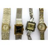 Four ladies manual wind wristwatches to include Timex, Roamer, Newmark and Originex, all working