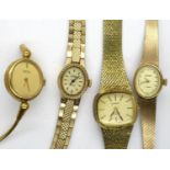 SEKONDA: two ladies manual wind wristwatches, with two further ladies wristwatch, all working at