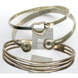 Three 925 silver bangles including two torque examples, largest D: 70 mm. P&P Group 1 (£14+VAT for