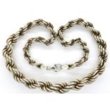 925 heavy gauge silver rope neck chain, L: 42 cm. P&P Group 1 (£14+VAT for the first lot and £1+