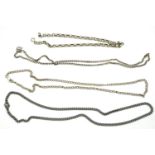 Four 925 silver neck chains, longest chain L: 46 cm. P&P Group 1 (£14+VAT for the first lot and £1+
